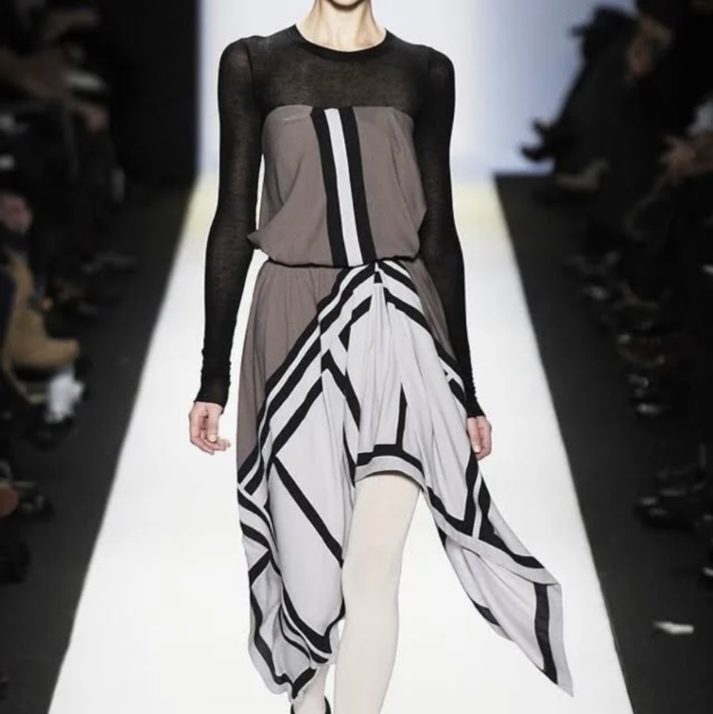 BCBGMaxazria Runway Handkerchief Strapless Draped Dress